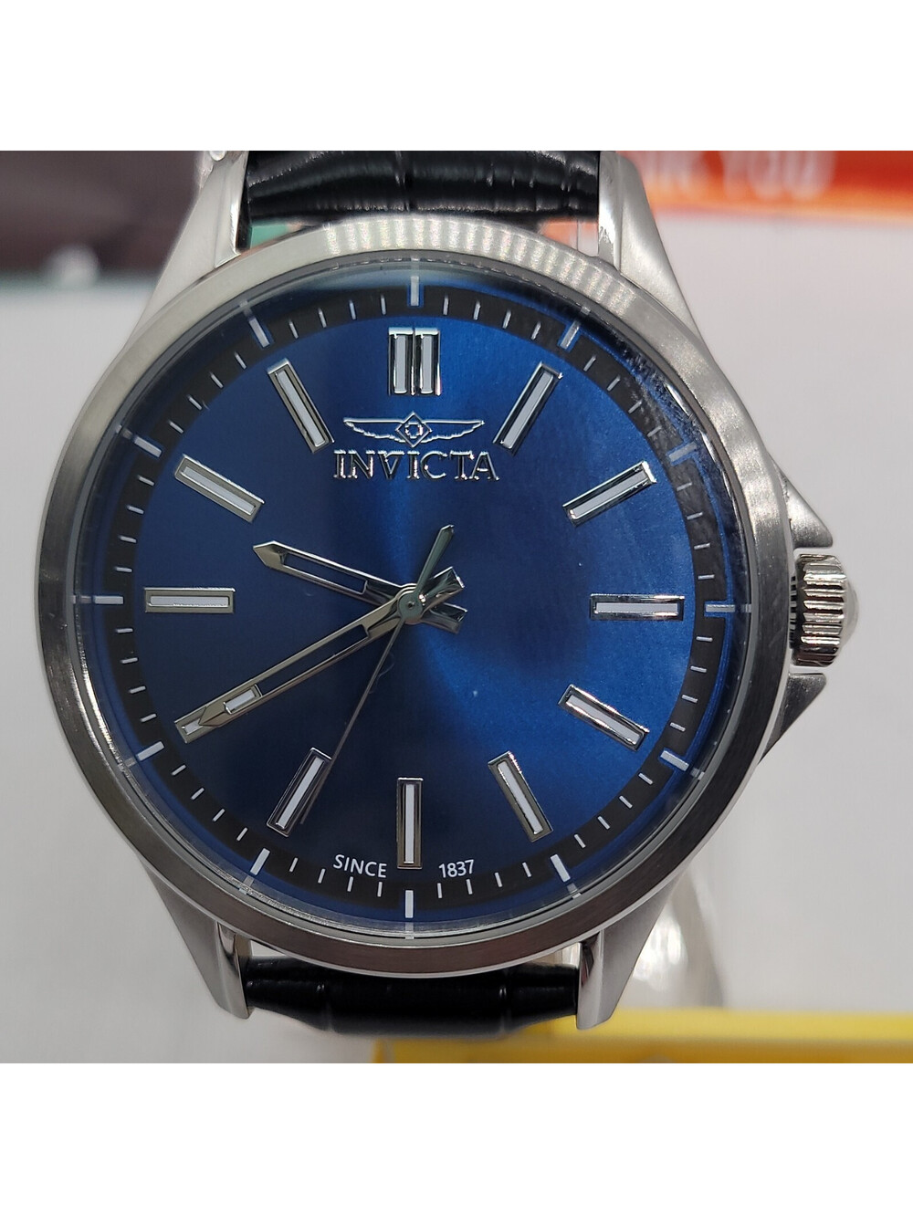 254 invicta celestial 43mm origins blue dial black leather strap